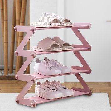 Полка стойка-органайзер для обуви на 4 полки New Z-Shaped Shoe Rack YH8802-4 Розовый (2742) 01k04p026v6 фото