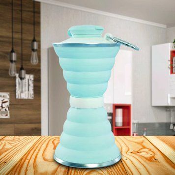 Силіконова пляшка складана folding travel water cup 9588 бірюза/205 02k03p189 фото