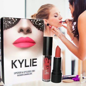 Набор помада+блеск для губ 2в1 Kylie Lipstick and Lip Gloss 07k04p018 фото