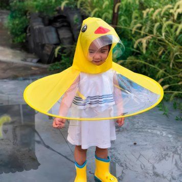 Яркий детский дождевик-зонтик Baby Rain Coat Желтая утка и свинка Пеппа S (211) 03k07p004 фото