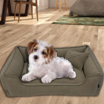 Велюрова лежанка для котів та собак Mamo Pets Premium, знімний чохол, ручка, S 60*45 (50*35), бежева 05k01p002v1 фото