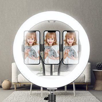 Мощная Кольцевая Лампа 46 см Ring Light YQ460 + 3 держателя для телефона(509)(252) 11k11p001 фото