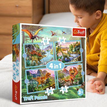 Дитячий набір пазли з картинками Trefl 4в1 "Унікальні динозаври" (34609) (SB) 03k19p462 фото