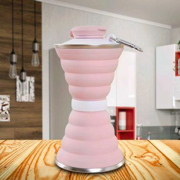 Силіконова пляшка складана folding travel water cup 9588 пудра/205 02k03p189v1 фото