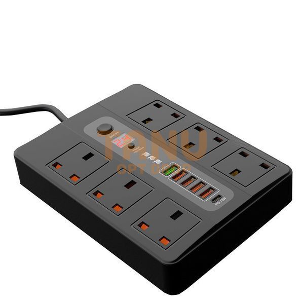 Мережевий фільтр Подовжувач, з шістьма мережевими розетками 220В і 5 USB портами 206 11k06p111 фото