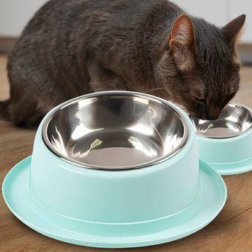 Наклонная миска для животных с металлическим поддоном для еды и воды Голубой (626) 05k05p031v2 фото