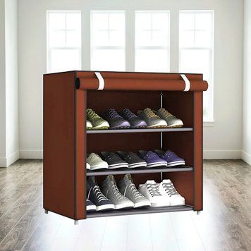 Полка для обуви Shoe Rack and Wardrobe B-4 60х30х72 см Коричневая (3 полки, 9 пар обуви) 01k04p066 фото
