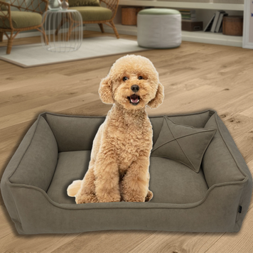 Велюрова лежанка для котів та собак Mamo Pets Premium, знімний чохол, ручка, M 70*50 (58*40), бежева 05k01p002v2 фото