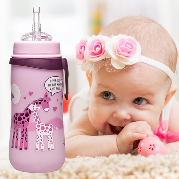 Детская поилка Straw Cup Nip Жирафы 35068, 330 мл, пластиковая, с трубочкой (TK) 03k17p127 фото