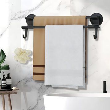 Металева вішалка для рушників на клейкій основі Simple towel bar YH6612B Чорний (2126) 01k01p212v1 фото