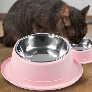 Наклонная миска для животных с металлическим поддоном для еды и воды Розовый (626) 05k05p031v3 фото