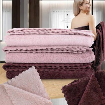 Набір м'яких текстильних рушників для тіла 6 штук MALLOORY HOME 66352/10139 50*100см Brown mix (ВОТ) 01k06p144s фото
