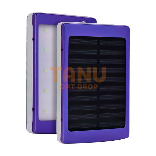Портативний зарядний пристрій із сонячною панеллю та LED ліхтарем УМБ пауербанк ViaKing 5000 mAh Лавандовий (H-1) 11k12p004v5 фото