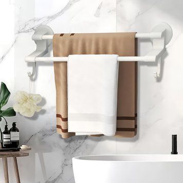 Металева вішалка для рушників на клейкій основі Simple towel bar YH6612B Білий (2126) 01k01p212v2 фото