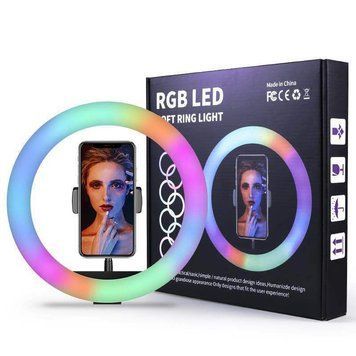 Светодиодная кольцевая RGB селфи-лампа 30 см для фото и видео съемки&nbsp; 11k11p011v3 фото