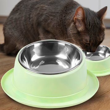 Наклонная миска для животных с металлическим поддоном для еды и воды Зеленый (626) 05k05p031v4 фото