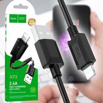 Кабель зарядки и синхронизации HOCO X73 (2.4A) Lightning to USB (1M) для iOS устройств Apple, Черный (206) 11k06p011v2 фото