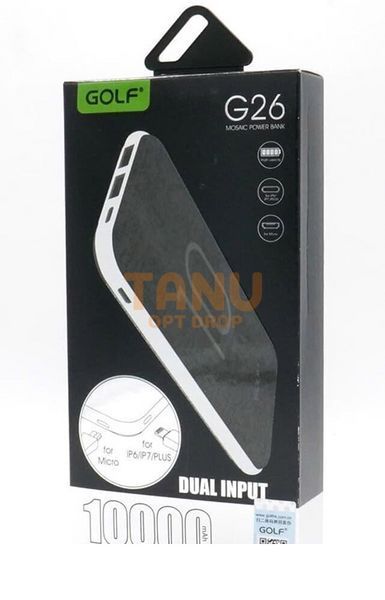Портативна батарея GOLF Power Bank 10000 mAh G26 Чорна 11k12p068v3 фото