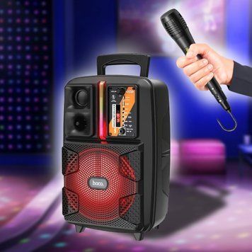 Портативная Bluetooth колонка с подсветкой и караоке HOCO BS 37 danser BT 5.0 15W (АТ) 11k03p230 фото
