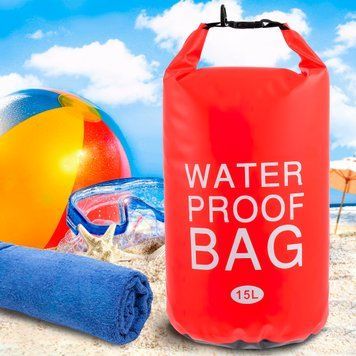 Водонепроникна герметична сумка-мішок для речей з лямкою через плече Water Proof Bag 15л Червона 02k03p196v1 фото