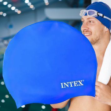 Силиконовая универсальная шапочка для плавания унисекс Intex 55992 от 8 лет Синий 02k10p437v3 фото