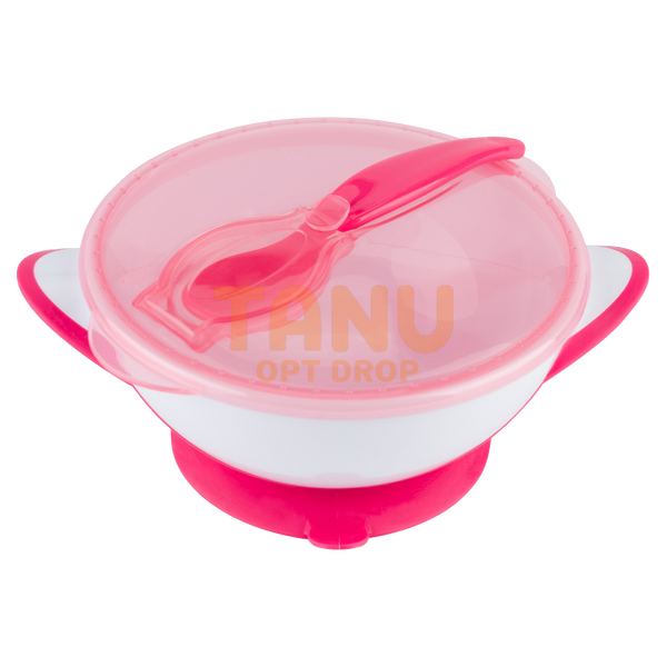 Дитяча миска з присоскою BabyOno 1063/03, з кришкою та ложечкою, рожевий (SB) 03k17p327v3 фото